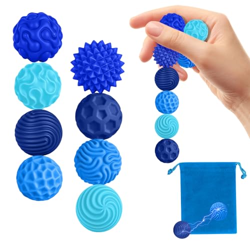 Zingbee 8 Stück Magnetische Fidget Toys, Silikon Magnetkugeln Anti-Stress Bälle, Sensorik Spielzeug für Erwachsene und Kinder, Sensorische Magnetische Kugeln Set, Stressabbau und Entspannung(Blau)