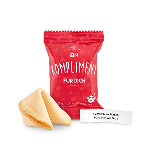 Glückskekse Ein Kompliment für Dich 15 Stück Glückskekse Kompliment Geschenk Muttertag, Danke, Geschenk Büro, Schön dass Du da bist, Adventskalender Füllung, frisch gebacken, vegan & made in Germany