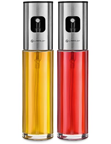 LINFELDT 2er Ölsprüher für Speiseöl 100ml Öl Sprühflasche Ölsprüher für Heißluftfritteuse - Öl und Essig Zerstäuber - Öl Sprüher zum Kochen für Küche Edelstahl