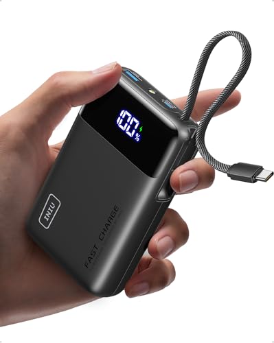 INIU 45W Power Bank, Ultra Klein 20000mAh mit Integriertem USB-C Kabel