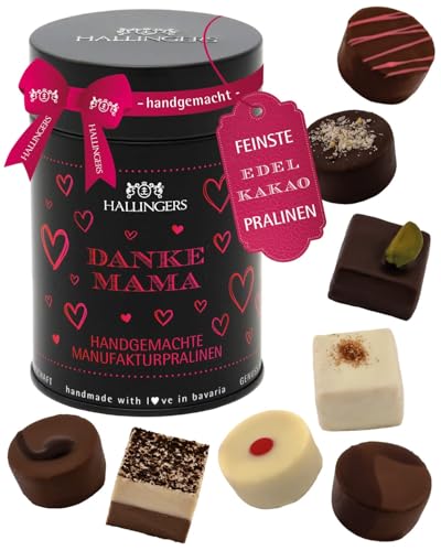 Hallingers Genuss Manufaktur Pralinen Muttertagsgeschenk - ohne Alkohol, handmade aus Confiserie-Edelkakao in wertiger Geschenkdose