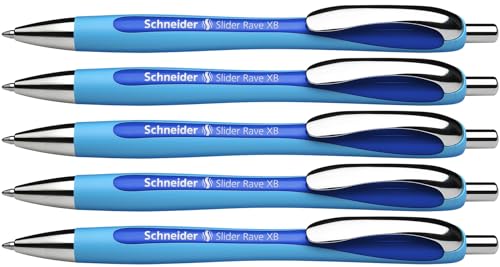 Schneider Slider Rave XB Kugelschreiber, 5 Stück, Hellblau-Blau