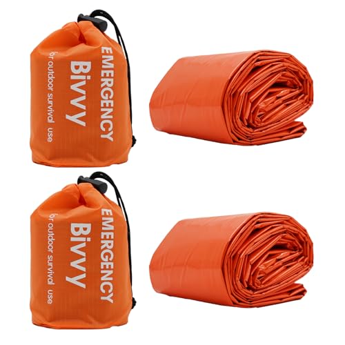 2 Stück Notfall Schlafsack,Survival Biwaksack,Rettungsdecken,Überleben Schlafsack, Notfalldecken,Survival Ausrüstung für Camping und Outdoor-Wandern