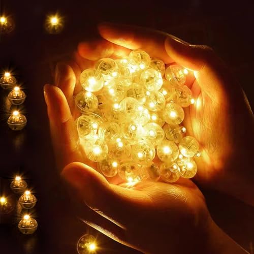 100 Stück LED-Ballons Lichter, Mini Led Licht, Runde LED Ballonlichter, Warmweiß Hochzeit Licht, Bunte Blinkende Party Licht für Papierlaterne Weihnachten Geburtstag Karneval Bar Klub Dekor