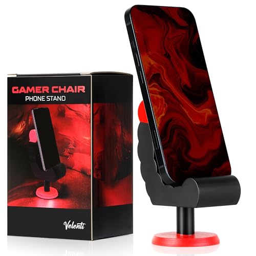 VELENTI Gamer Chair Phone Stand - Phone Holder for Smartphones, Kindles Up to 19 cm Tall - Fun Gaming Accessories for Gamers - Useful Gamer Gadgets - Lovely Birthday Gift for Gamers