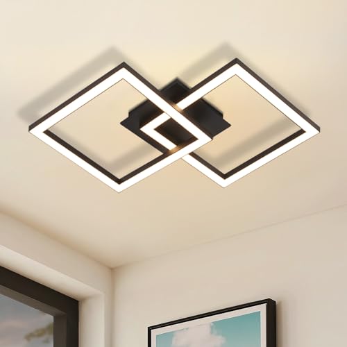Homefire Deckenlampe LED Deckenleuchte Küche 24W Küchenlampe Schwarz 3000K