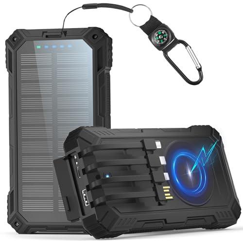 Solar Powerbank 56800mAh, 15W Wireless Charger, PD 30W USB-C Schnellladen
