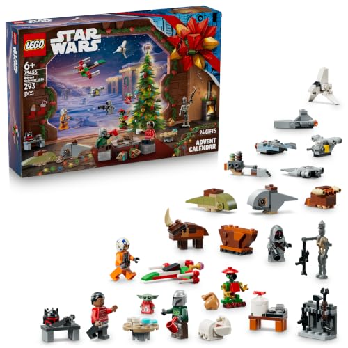 LEGO Star Wars 75456 Adventskalender 2026 - Vorweihnachtsgeschenk Spielzeug für Jungen ab 6 Jahren - 24 Überraschungen mit 4 Minifiguren, IG-11 Droid & Grogu Figur - Geschenk für The Mandalorian Fans