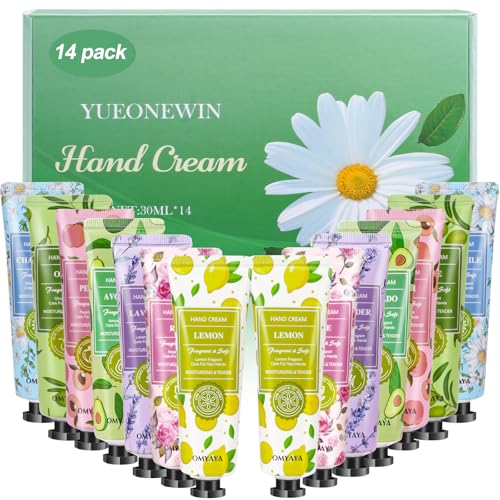 14 Pack Handcreme Weihnachtsgeschenke Trockene Rissige Hände Fuß Feuchtigkeitscreme für den Winter, Duft Hand Tag Nachtcreme - Körpercreme zieht Schnell ein Geschenkset (420ml)