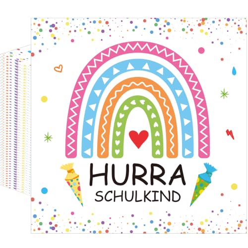 40 Stück Servietten Einschulung 2026 Schulkind, Hurra Schulkind Tischdeko Einschulung, Party Dekoration Schulanfang Kinder Jungen Mädchen