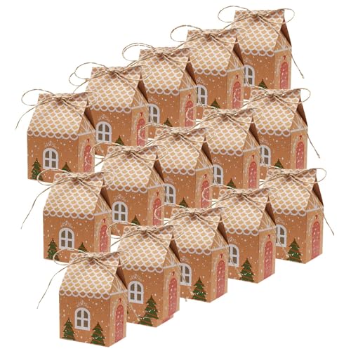 20 Stück Weihnachtsgeschenkboxen, Süßigkeitskästen Geschenkbox Geschenkverpackung Weihnachten Kraftpapier Geschenkschachteln Papiertüten Adventskalender Häuschen für Weihnachten Party DIY