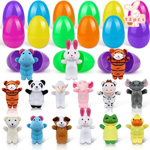 Huanmin 12 Ostereier kinder mit Tierspielzeug, Vorgefüllte Kinder überraschungsei, Deko Oster-eier, Plastik Ostereier, Kin-der Partygeschenke Zubehör, Easter Egg Hunt, Osterkörbchenfüller