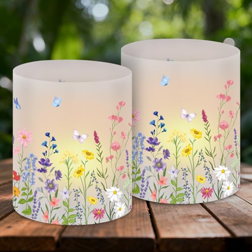 Cadimus 12 Windlicht Blumen Tischdeko, Windlichter mit Blumenmotiv, Windlichter Hochzeit Geburtstag, Tischdeko Frühling Ostern, Schmetterlinge Blumen Deko, Geeignet für Teelichter oder Kerzen