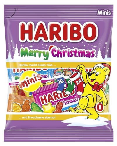 HARIBO Christmas Mini Maxi 250 g | Fruchtgummi Minibeutel im Weihnachtsdesign | Süßigkeiten-Mix für Nikolaus & Weihnachten – einzeln verpackt, glutenfrei, ohne künstliche Farbstoffe