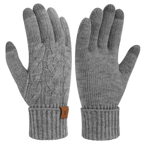 ZASFOU Damen Winter Touchscreen Handschuhe Warm Zopfmuster Winterhandschuhe Thermo Faltbare Manschette Strickhandschuhe für Frauen Geschenk