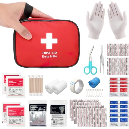 HONYAO® Erste Hilfe Set, Mini Reiseapotheke 90 Teilig, Notfalltasche Notfallset Klein für Outdoor Zuhause Auto Arbeitsplatz Camping Motorrad Fahrrad Wandern Notfall