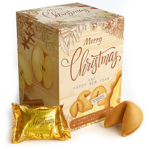 FOOD crew 12x Weihnachts Glückskekse mit Apfelstrudel Geschmack - Glückskeks mit festlichen Spruch einzeln verpackt - Weihnachtsglückskekse kleine Geschenkideen Weihnachten - Adventskalenderfüllungen