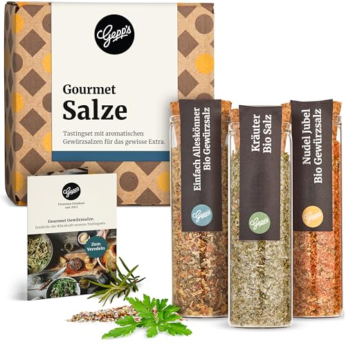 Gepp‘s Feinkost Gewürze Geschenkset 3er Mini Set Alleskönner I Gewürz Set mit feinen Gewürzmischungen I Bio-Gewürze für jede Küche I Kräutersalz, Gewürzsalz & Pastagewürz I Nach eigener Rezeptur