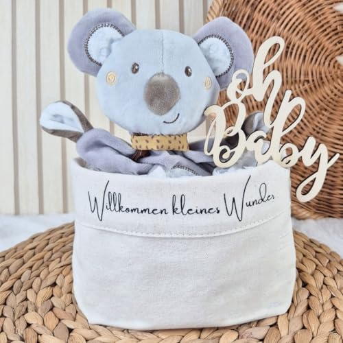 Windeltasche mit Koala-Schmusetuch | handgemachte Windeltorte | Made in Germany mit schönem Zubehör | Baby Geschenk u. Geschenk zur Geburt