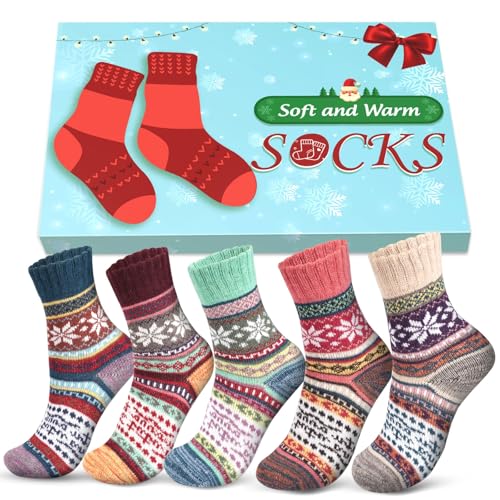 Wollsocken Damen Geschenke für Frauen Weihnachten: Warme Dicke Socken Thermosocken Wintersocken Weihnachtsgeschenke für Frauen Nikolaus Geschenke Geschenkideen Weihnachten Weihnachtssocken Damen 39-42