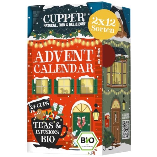 Cupper Bio Tee Adventskalender 2026 | 24 Teebeutel | 12 verschiedene Sorten