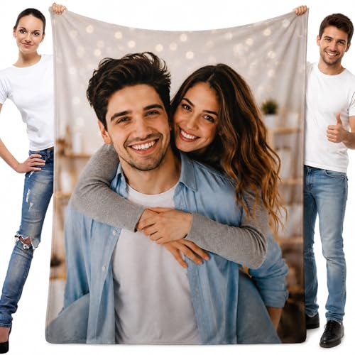 petellow Personalisierte Decke mit Foto, Kuschelige 300GSM Flanelldecke