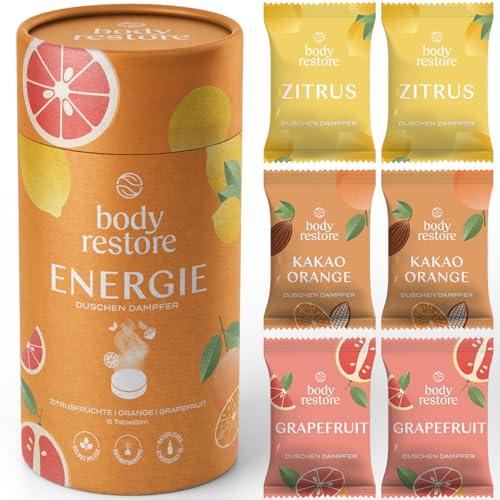 Body Restore Duschdampfer Aromatherapie 6er-Pack – Adventskalender Füllung, Adventskalender Frauen, kleine Geschenke, Kleinigkeiten für die Adventszeit, Beauty-Geschenke für Männer – Citrus