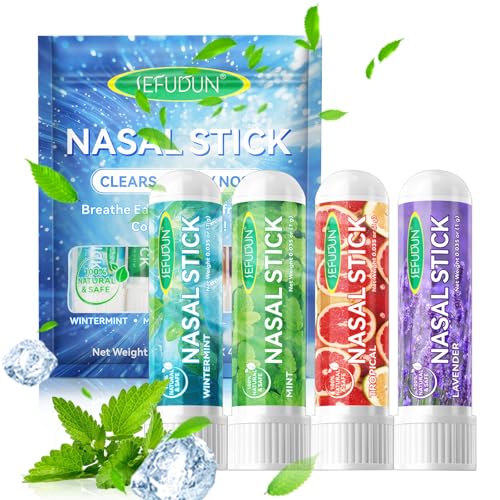 4 Stück Nasal Stick Inhalierstift für die Nase Riechstifte, Lindert Schnell Verstopfte Nase, Verbessert die Atmung und Steigert die Konzentration, Perfekt für Arbeit, Schule