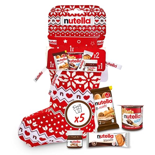 nutella Winterstiefel 2025 - ein festlich dekorierter Stiefel mit beliebten Nutella-Snacks - Geschenk zu Weihnachten, Nikolausgeschenk - Weihnachtsdeko & Adventsgeschenk für Familie & Freunde - 209 g