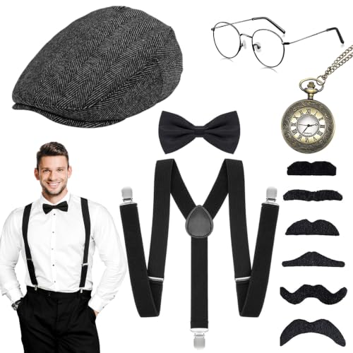 WEARXI 20er Jahre Kostüm Herren, Halloween Kostüm Herren, Karneval Kostüm