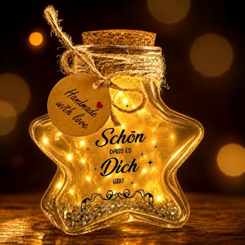 Herbst Schön DASS es Dich gibt LED Flaschenlicht in Sternform Geldgeschenke