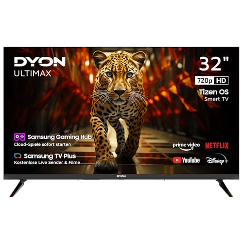DYON ULTIMAX 32H-TI-W - 32 Zoll (80 cm) HD Smart TV mit Tizen OS, Triple Tuner (DVB-C/-S2/-T2), Smart & Gaming Hub, Prime Video, Netflix, Disney+