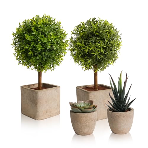 YVONNEYI 4Stück Kunstpflanze, 25.5/14.6 cm Künstliche Pflanzen wie echt für Deko Wohnzimmer, Klein Sukkulenten Künstliche für Office Schlafzimmer Badezimmer Küchen Zuhause Innen Deko