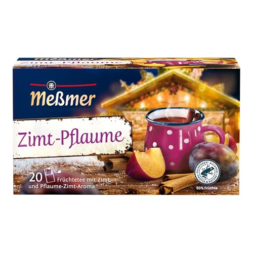 Meßmer Zimt‑Pflaume | Winterlicher Früchtetee mit Pflaume‑Zimt‑Geschmack | 20 Teebeutel | fruchtig‑würzig