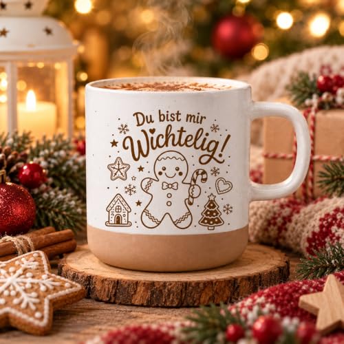 Weihnachtsgeschenke – Edle Weihnachtstasse mit Lebkuchenmann-Motiv (350ml)