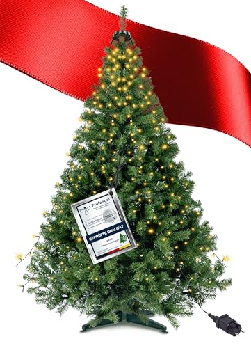 Menz Künstlicher Weihnachtsbaum 180 cm LED 2-in-1 Set, Tannenbaum Künstlich mit Lichterkette, Dichte PVC-Zweige, Stabiler Christbaum-Ständer, Einfach zu Montieren und Lagern