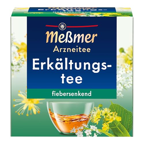 Meßmer Erkältungstee | Fiebersenkender Arzneitee mit Lindenblüten, Holunderblüten und Weidenrinde | 9 Teebeutel