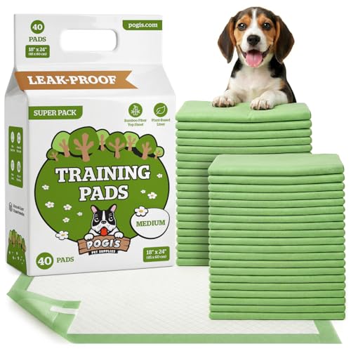 Pogi Welpenunterlagen – 45 × 60 cm, mittelgroß, umweltbewusst, für kleine Hunde – 40 Stück