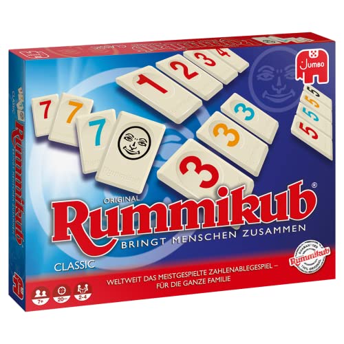Jumbo Spiele Original Rummikub Classic - der Spieleklassiker unter den Gesellschaftsspielen - für Erwachsene und Kinder ab 7 Jahren JUM17571 Mehrfarbig 2,7 x 3,7 cm