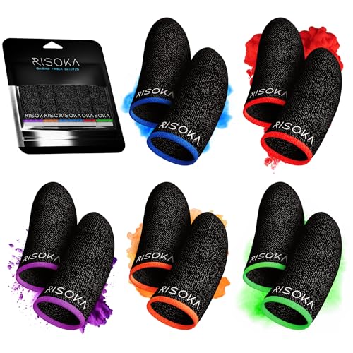 RISOKA® 10 Stück Gaming Finger Sleeves - Perfekter Touchscreen Glide - Geeignet für alle Spiele - Gaming Gadgets Sachen Zubehör für Zocker + Gamer - Finger Sleeve Handschuhe - Handy Controller