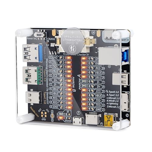Treedix USB-Kabeltester, USB-C-Kabeltester, Datenkabeltester Prüfplatine für Typ-C, Typ A, Typ B, Micro Mini Lightning-Kabel, schnell den Kabelsalat sortieren, indem Sie die LEDs überprüfen