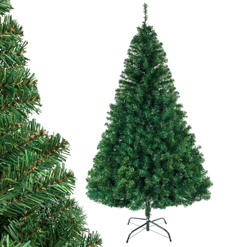 LEADZM Künstlicher Weihnachtsbaum 180 cm Grün - Naturgetreu, dichte Zweige, Weihnachtsbaum mit Metallständer, flammhemmendes PVC, für Zuhause, Büro, Geschäfte und Hotels