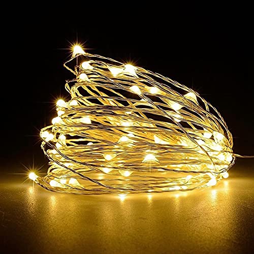Jsdoin Lichterketten Batterie,5m 50LEDs Draht Lichterkette mit Batterie,Klein Innen Lichterkette für Tüllrock,Weihnachten, Schlafzimmer, Party, Hochzeit, Baumdekoration (Warmweiß, 1 Stück)