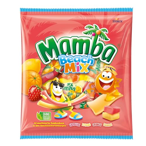Mamba Beach Mix – 1 x 160g – Fruchtige Kaubonbons mit Mamba Beach Surfer, Mamba Beach Sticks & Mamba Beach Bites – Fruchtgummi Mix einzeln verpackt