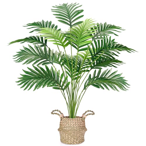 Der Rose 71cm Kunstpflanze Palme mit Korb für Wohnzimmer Balkon Büro Deko