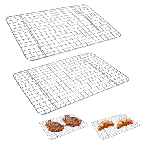 2 Stück Kuchengitter Abkühlgitter, 30x20cm Edelstahl Küchengitter Rechteckig, Pralinengitter, Kuchenrost Edelstahl Grillgitter, Backgitter zum Backen Kühlen Grillen , Auskühlgitter für Kuchen, Kekse
