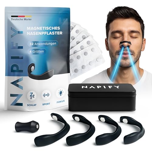 Nasenpflaster Magnet (32 Tage) – Nasenpflaster Magnetisch gegen Schnarchen – Starker Kleber aus Deutschland – für freies Atmen, Sport-Performance & mehr Fokus Anti Schnarch Schnarchstopper