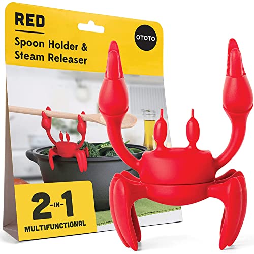 OTOTO Red die Kochlöffelhalter Krabbe - Kochlöffel Silikon Ablage für den Herd - BPA-Frei, Hitzebeständiger Grill & Küchenhelfer - Küchenutensilien Halter & Roter Löffelhalter mit Anti-Rutsch Design