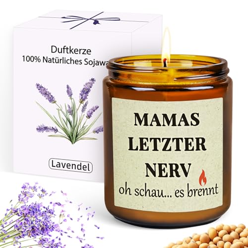 TUZELIYA Geschenke für Mama - MAMAS LETZTER NERV Stumpenkerzen Mama Geschenk - Muttertagsgeschenke für Frauen von Tochter Sohn - Geschenke für Beste Mama zum Geburtstag Muttertag Ostern Weihnachten