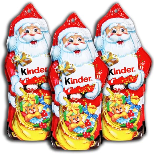 3 er Pack kinder Schokolade Weihnachtsmann 3x 55g Weihnachtsmann-Hohlfigur aus Vollmilchschokolade mit Milchcreme